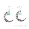 Trending Moon Silver Alloy Colorful Gem Drop Earrings Jewelry